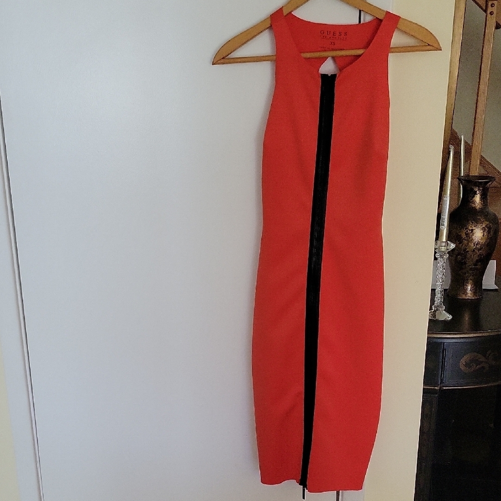 Elegant Orange Dress with Black Accent